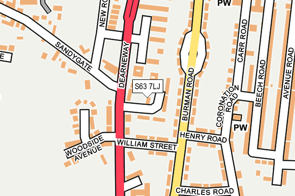 S63 7LJ map - OS OpenMap – Local (Ordnance Survey)