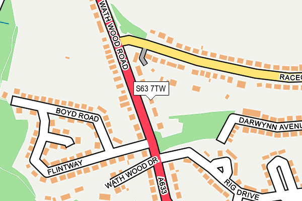 S63 7TW map - OS OpenMap – Local (Ordnance Survey)
