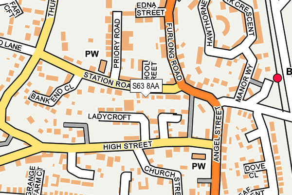 S63 8AA map - OS OpenMap – Local (Ordnance Survey)