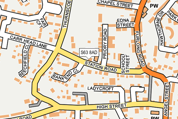 S63 8AD map - OS OpenMap – Local (Ordnance Survey)