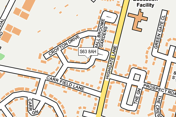 S63 8AH map - OS OpenMap – Local (Ordnance Survey)