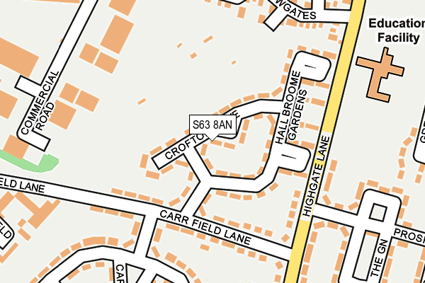 S63 8AN map - OS OpenMap – Local (Ordnance Survey)