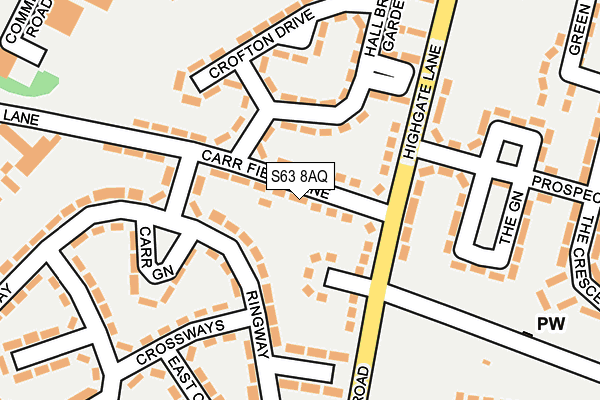 S63 8AQ map - OS OpenMap – Local (Ordnance Survey)