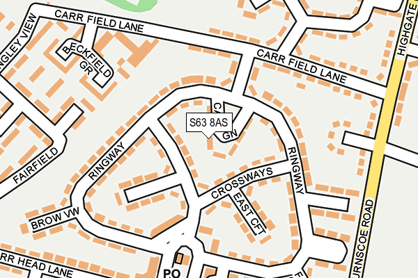S63 8AS map - OS OpenMap – Local (Ordnance Survey)