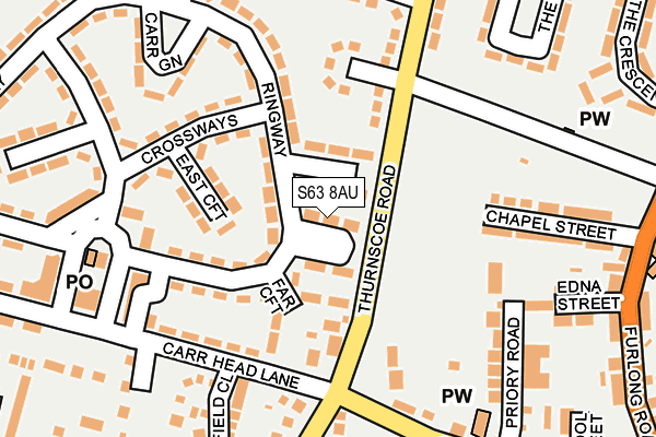 S63 8AU map - OS OpenMap – Local (Ordnance Survey)