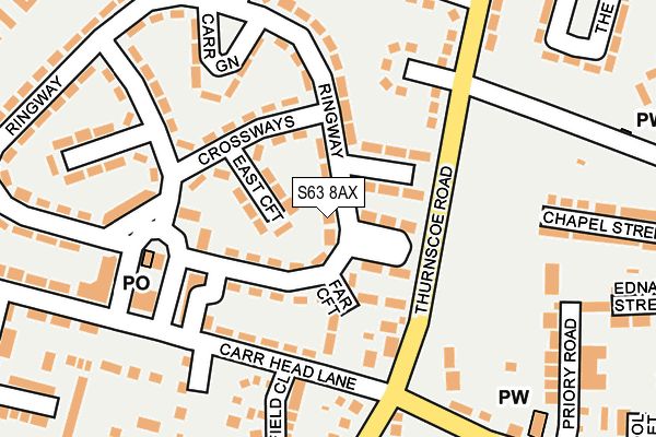 S63 8AX map - OS OpenMap – Local (Ordnance Survey)