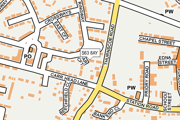 S63 8AY map - OS OpenMap – Local (Ordnance Survey)