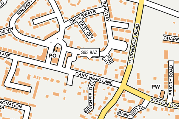 S63 8AZ map - OS OpenMap – Local (Ordnance Survey)