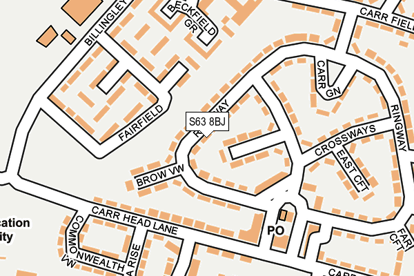 S63 8BJ map - OS OpenMap – Local (Ordnance Survey)