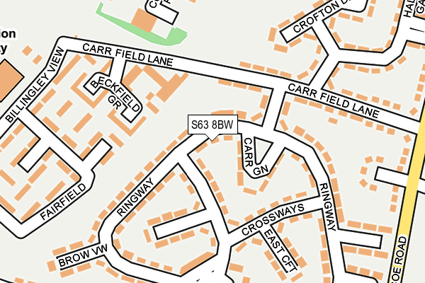 S63 8BW map - OS OpenMap – Local (Ordnance Survey)