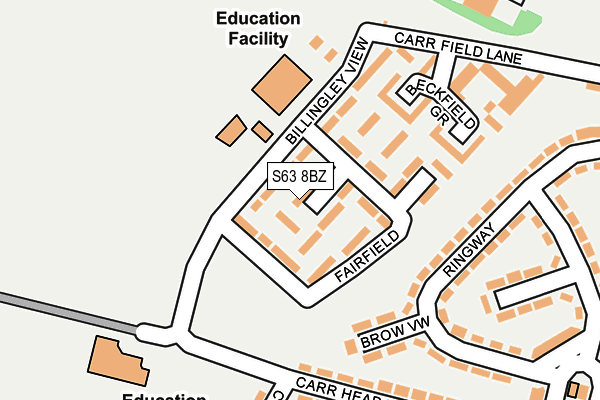 S63 8BZ map - OS OpenMap – Local (Ordnance Survey)