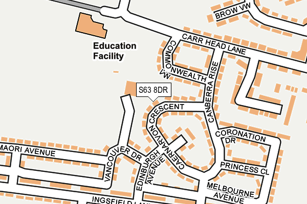 S63 8DR map - OS OpenMap – Local (Ordnance Survey)