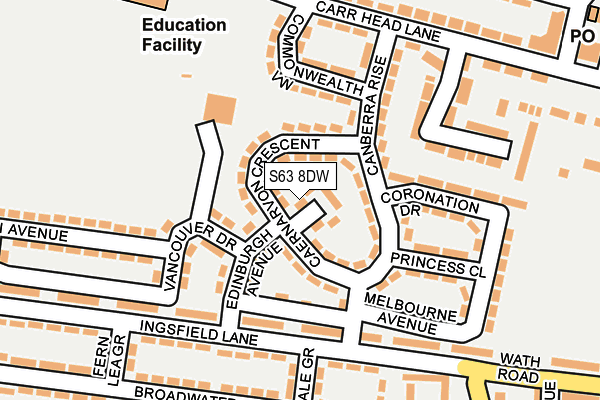 S63 8DW map - OS OpenMap – Local (Ordnance Survey)