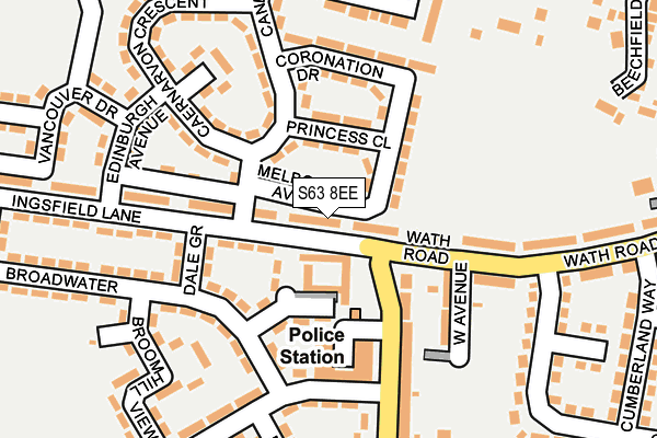 S63 8EE map - OS OpenMap – Local (Ordnance Survey)