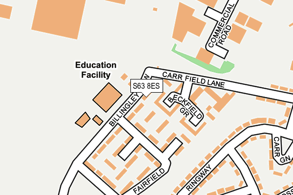 S63 8ES map - OS OpenMap – Local (Ordnance Survey)