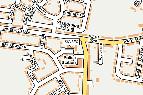 S63 8EX map - OS OpenMap – Local (Ordnance Survey)