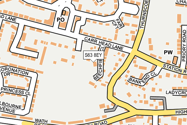 S63 8EY map - OS OpenMap – Local (Ordnance Survey)