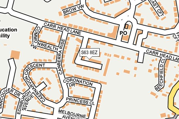 S63 8EZ map - OS OpenMap – Local (Ordnance Survey)