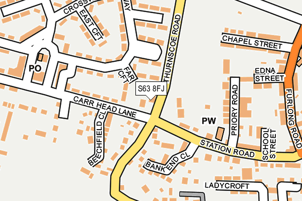 S63 8FJ map - OS OpenMap – Local (Ordnance Survey)