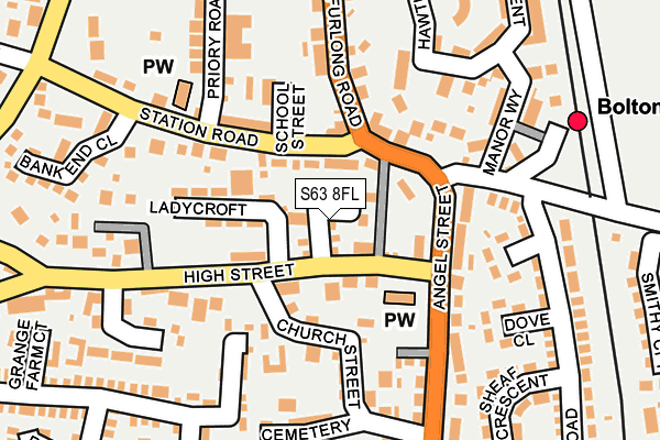 S63 8FL map - OS OpenMap – Local (Ordnance Survey)