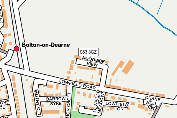 S63 8GZ map - OS OpenMap – Local (Ordnance Survey)