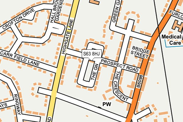 S63 8HJ map - OS OpenMap – Local (Ordnance Survey)