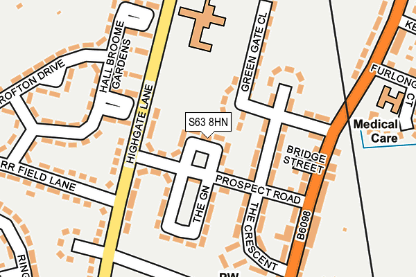 S63 8HN map - OS OpenMap – Local (Ordnance Survey)