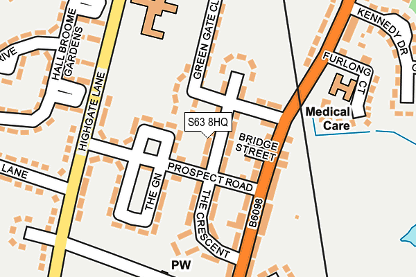 S63 8HQ map - OS OpenMap – Local (Ordnance Survey)
