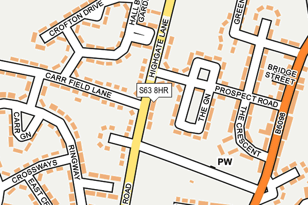 S63 8HR map - OS OpenMap – Local (Ordnance Survey)
