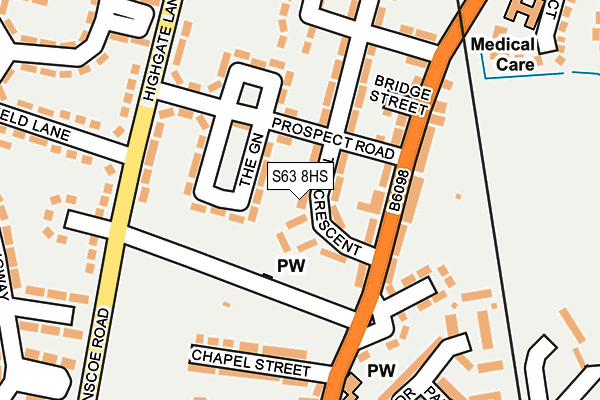 S63 8HS map - OS OpenMap – Local (Ordnance Survey)