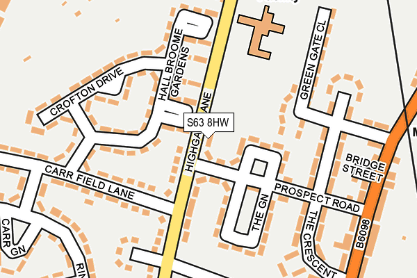 S63 8HW map - OS OpenMap – Local (Ordnance Survey)