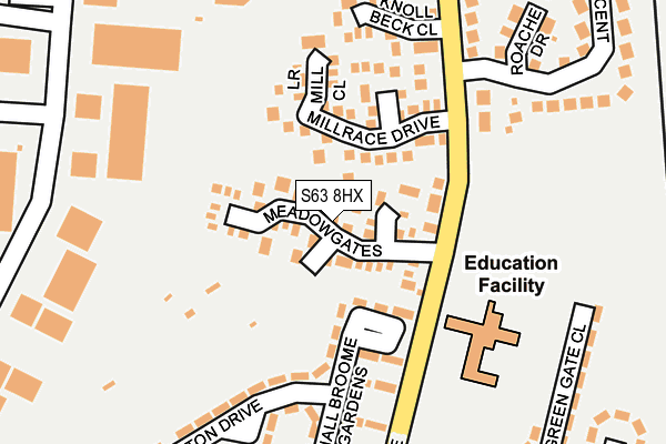 S63 8HX map - OS OpenMap – Local (Ordnance Survey)