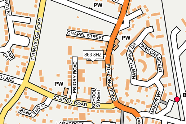 S63 8HZ map - OS OpenMap – Local (Ordnance Survey)