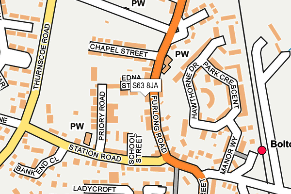 S63 8JA map - OS OpenMap – Local (Ordnance Survey)
