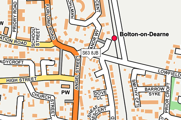 S63 8JB map - OS OpenMap – Local (Ordnance Survey)