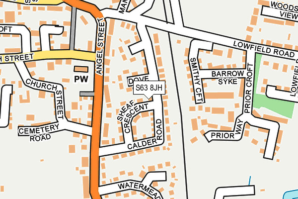 S63 8JH map - OS OpenMap – Local (Ordnance Survey)