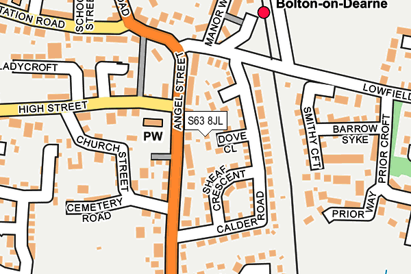 S63 8JL map - OS OpenMap – Local (Ordnance Survey)