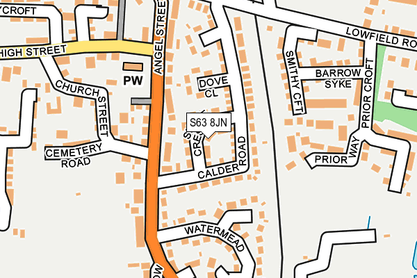 S63 8JN map - OS OpenMap – Local (Ordnance Survey)