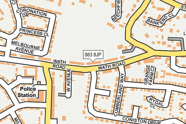 S63 8JP map - OS OpenMap – Local (Ordnance Survey)