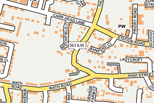 S63 8JW map - OS OpenMap – Local (Ordnance Survey)