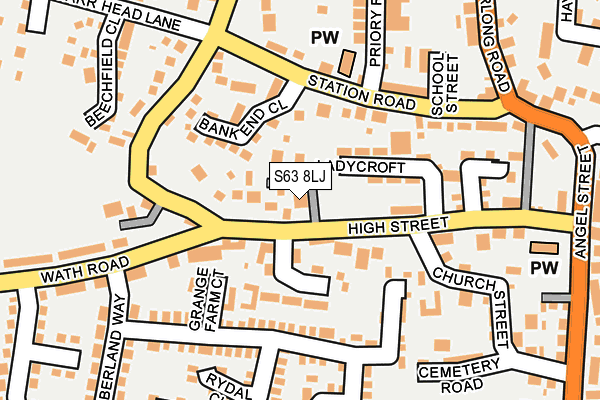 S63 8LJ map - OS OpenMap – Local (Ordnance Survey)