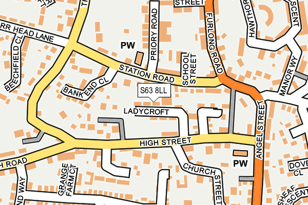 S63 8LL map - OS OpenMap – Local (Ordnance Survey)