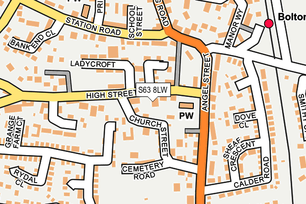 S63 8LW map - OS OpenMap – Local (Ordnance Survey)