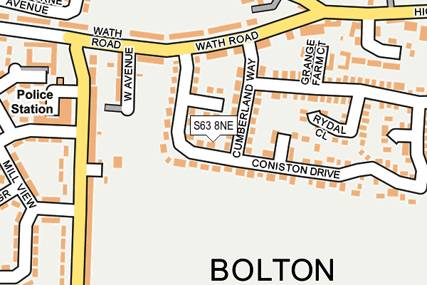 S63 8NE map - OS OpenMap – Local (Ordnance Survey)