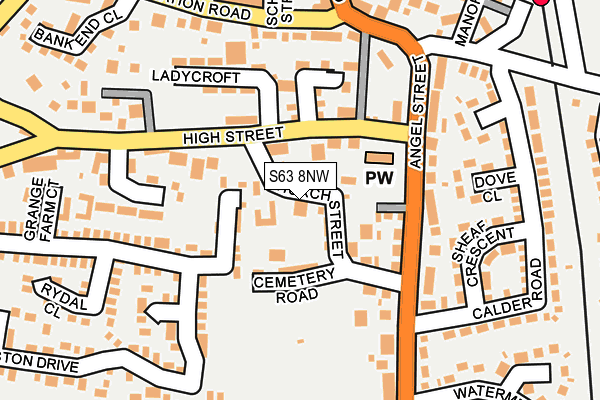 S63 8NW map - OS OpenMap – Local (Ordnance Survey)