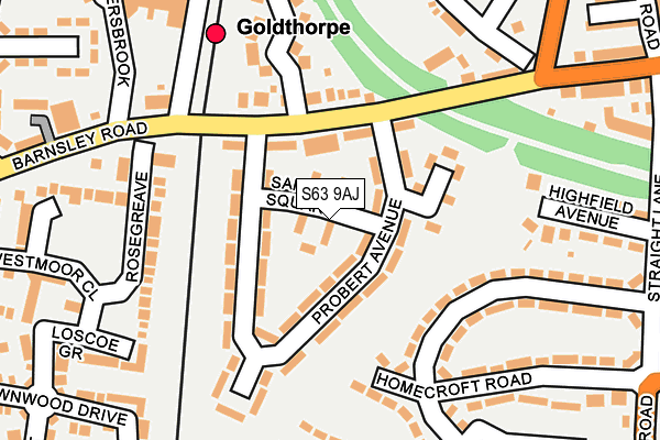 S63 9AJ map - OS OpenMap – Local (Ordnance Survey)