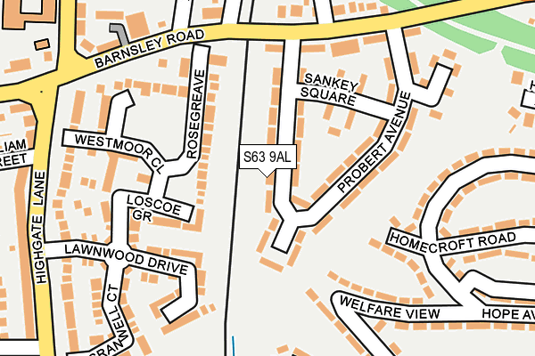 S63 9AL map - OS OpenMap – Local (Ordnance Survey)