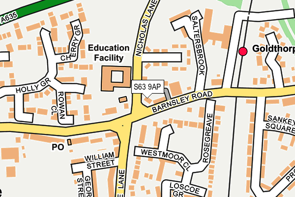 S63 9AP map - OS OpenMap – Local (Ordnance Survey)