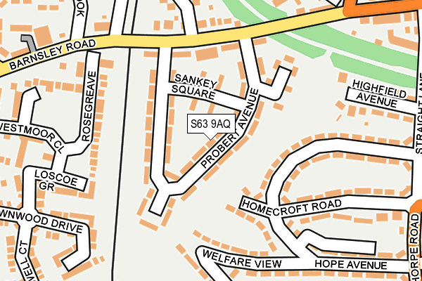 S63 9AQ map - OS OpenMap – Local (Ordnance Survey)