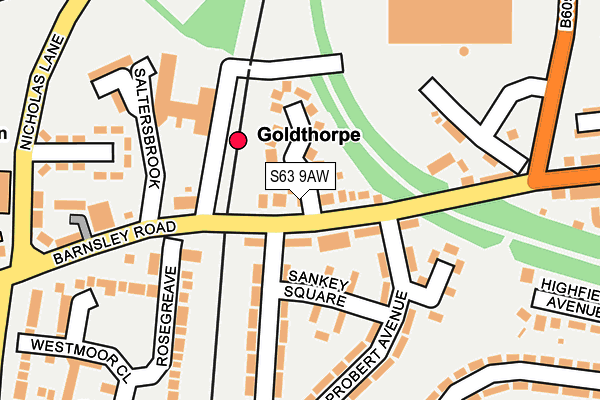 S63 9AW map - OS OpenMap – Local (Ordnance Survey)